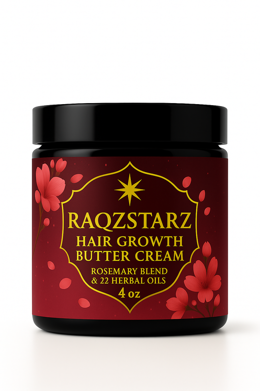 RAQZSTARZ HAIR GROWTH BUTTER CREAM ROSEMARY BLEND & 22 HERBAL OILS 4 oz